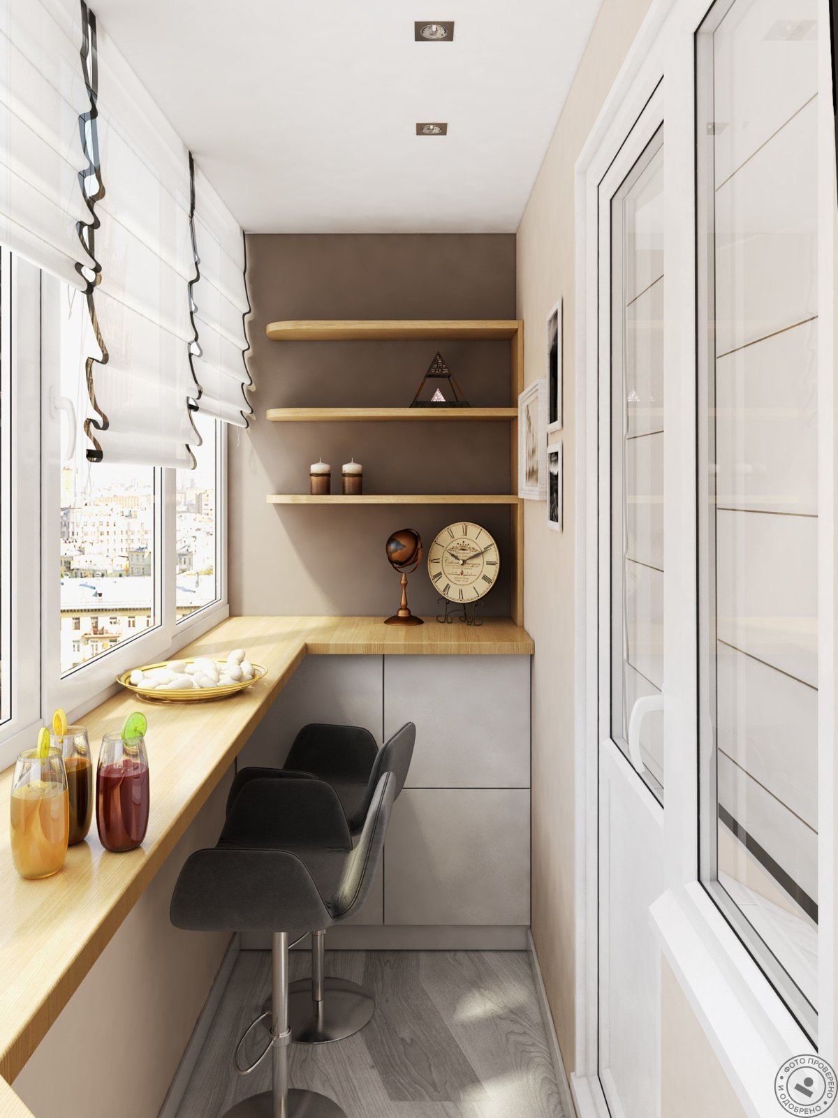 Барная стойка на лоджии у окна