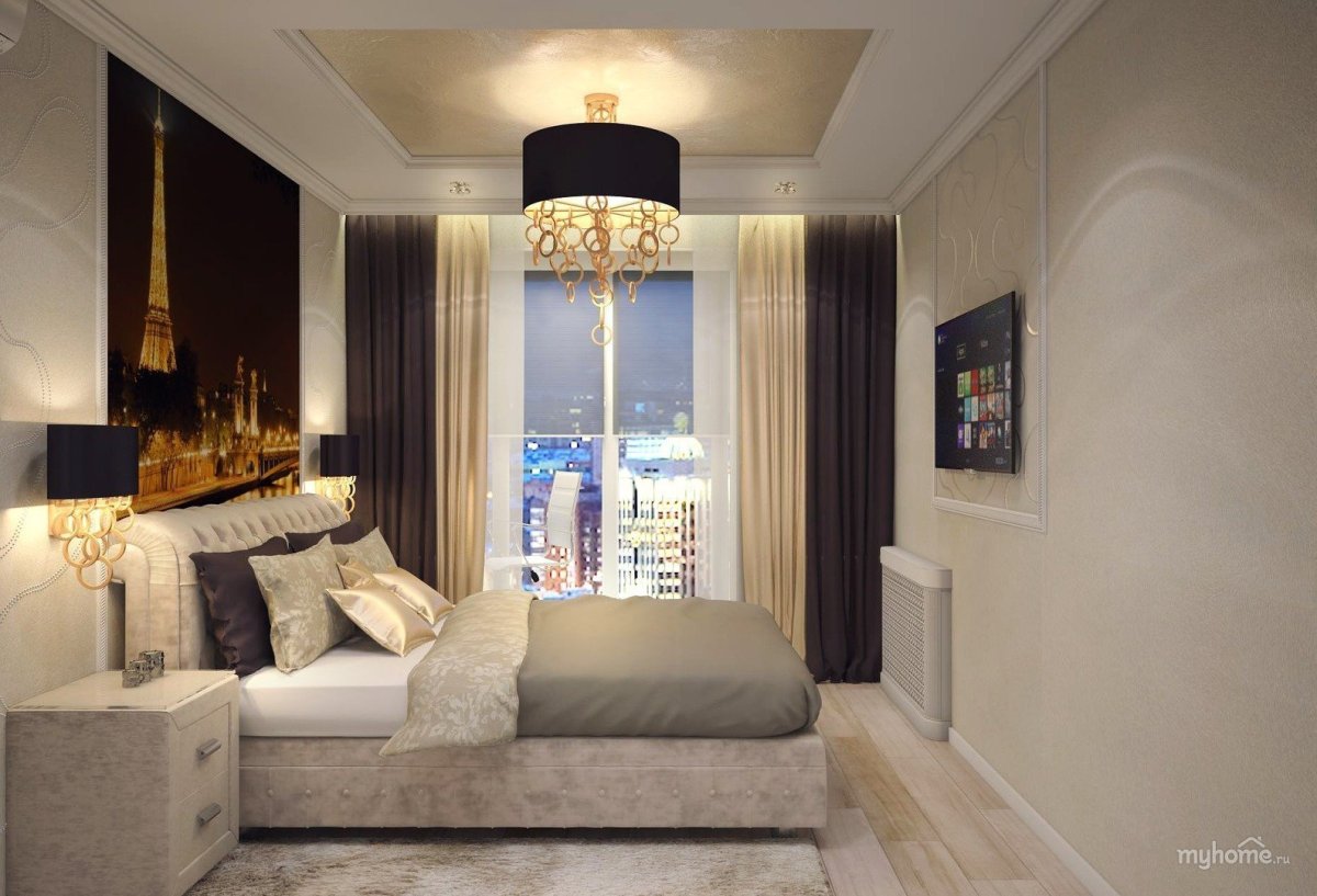 Спальня с объединенной лоджией классика