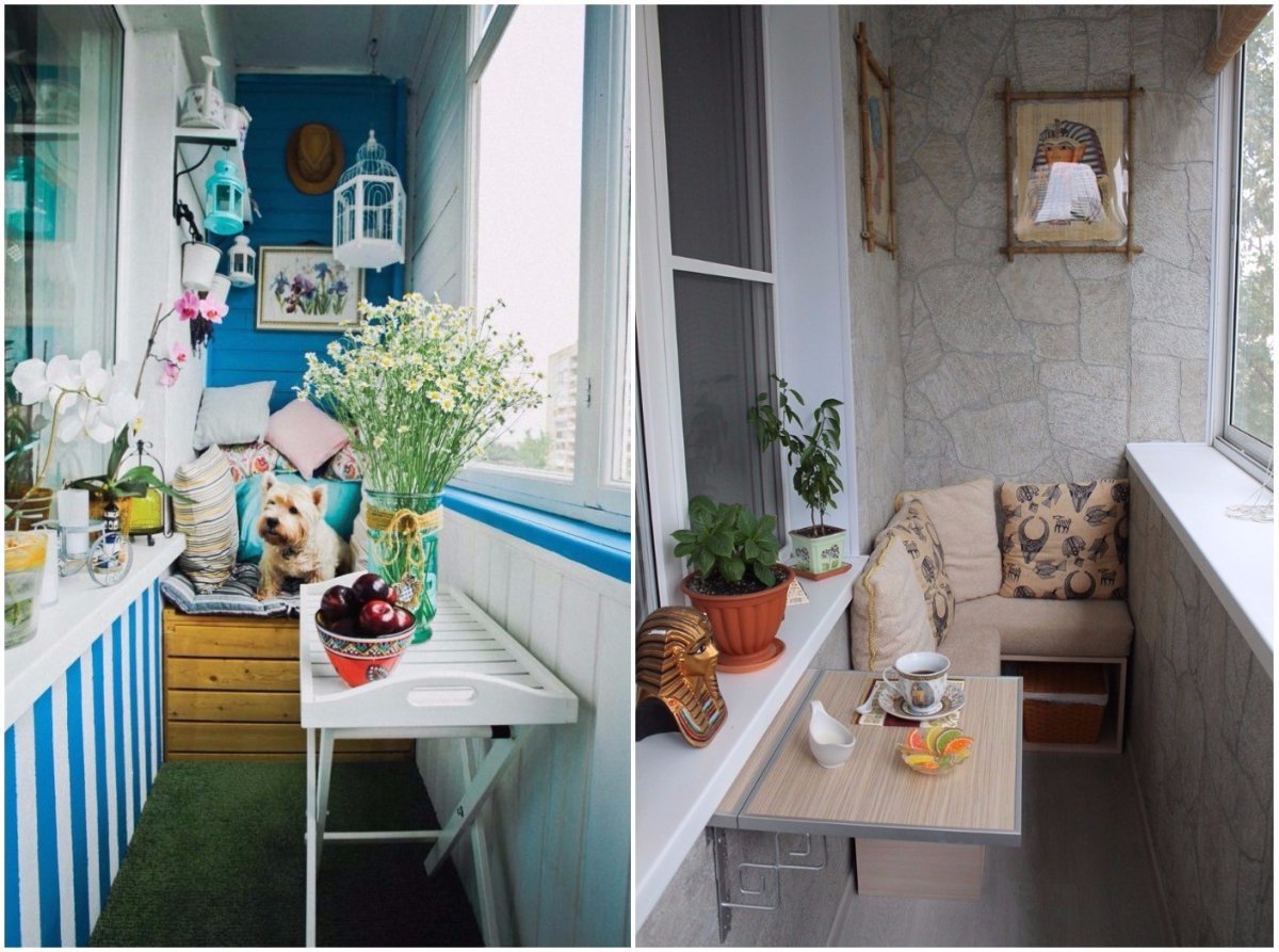 Интерьер балкона с диванчиком