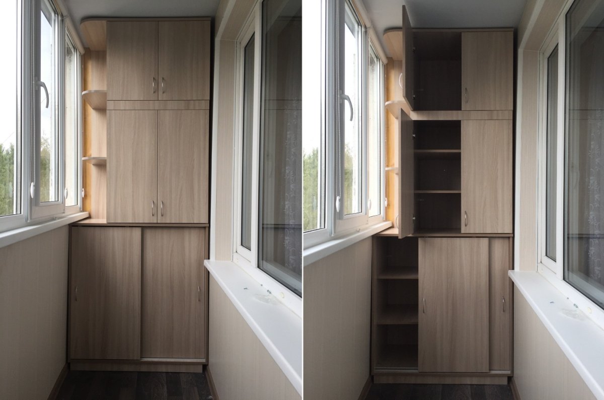 Шкаф для балкона с полками