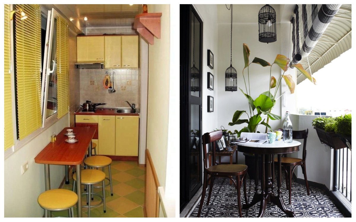 Дизайн кухни с выходом на балкон в боковой стене