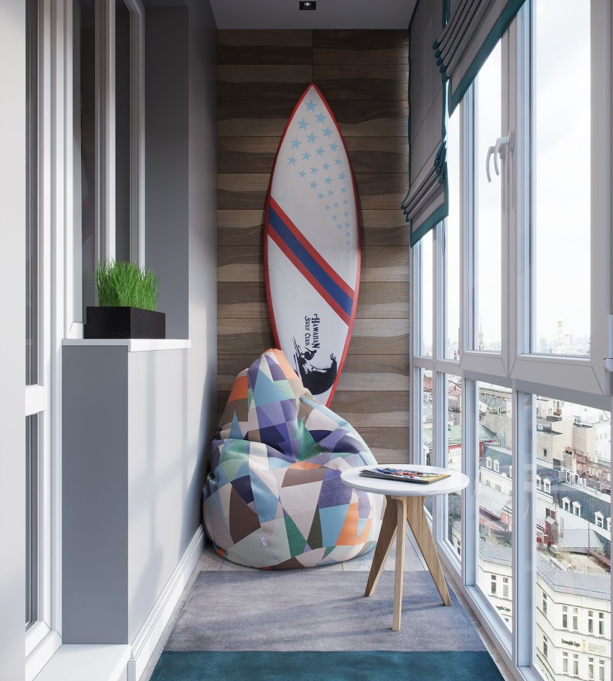 Дизайн балкона в стиле пэчворк