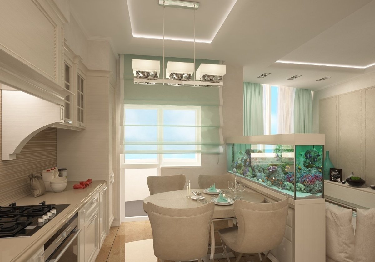 Кухня с балконной перегородкой