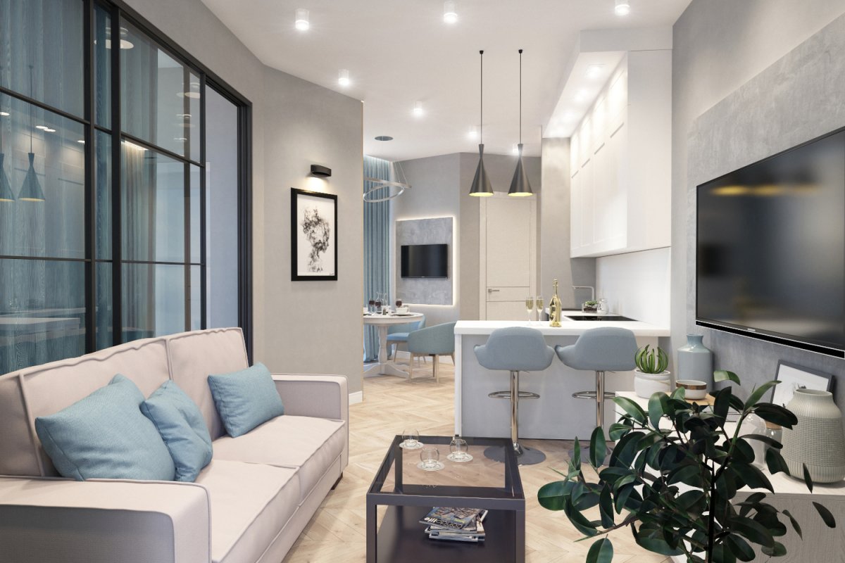 Дизайн кухни гостинной 15кв.м