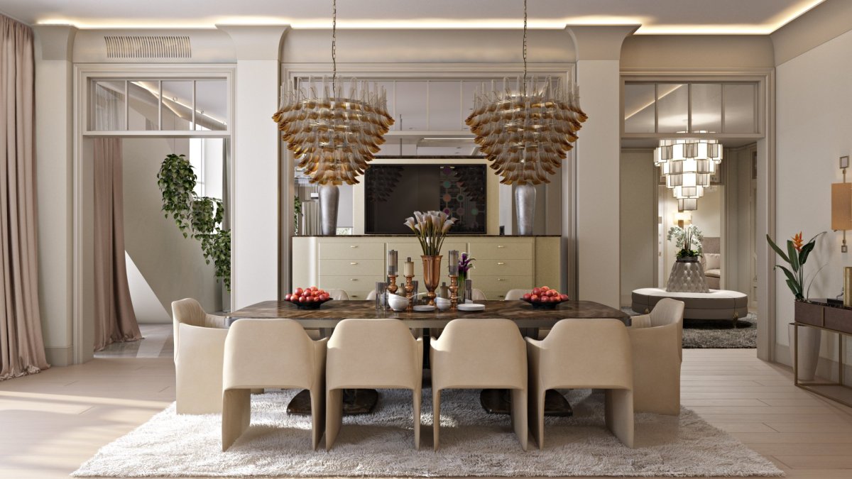 Люстра в стиле арт деко в современном интерьере