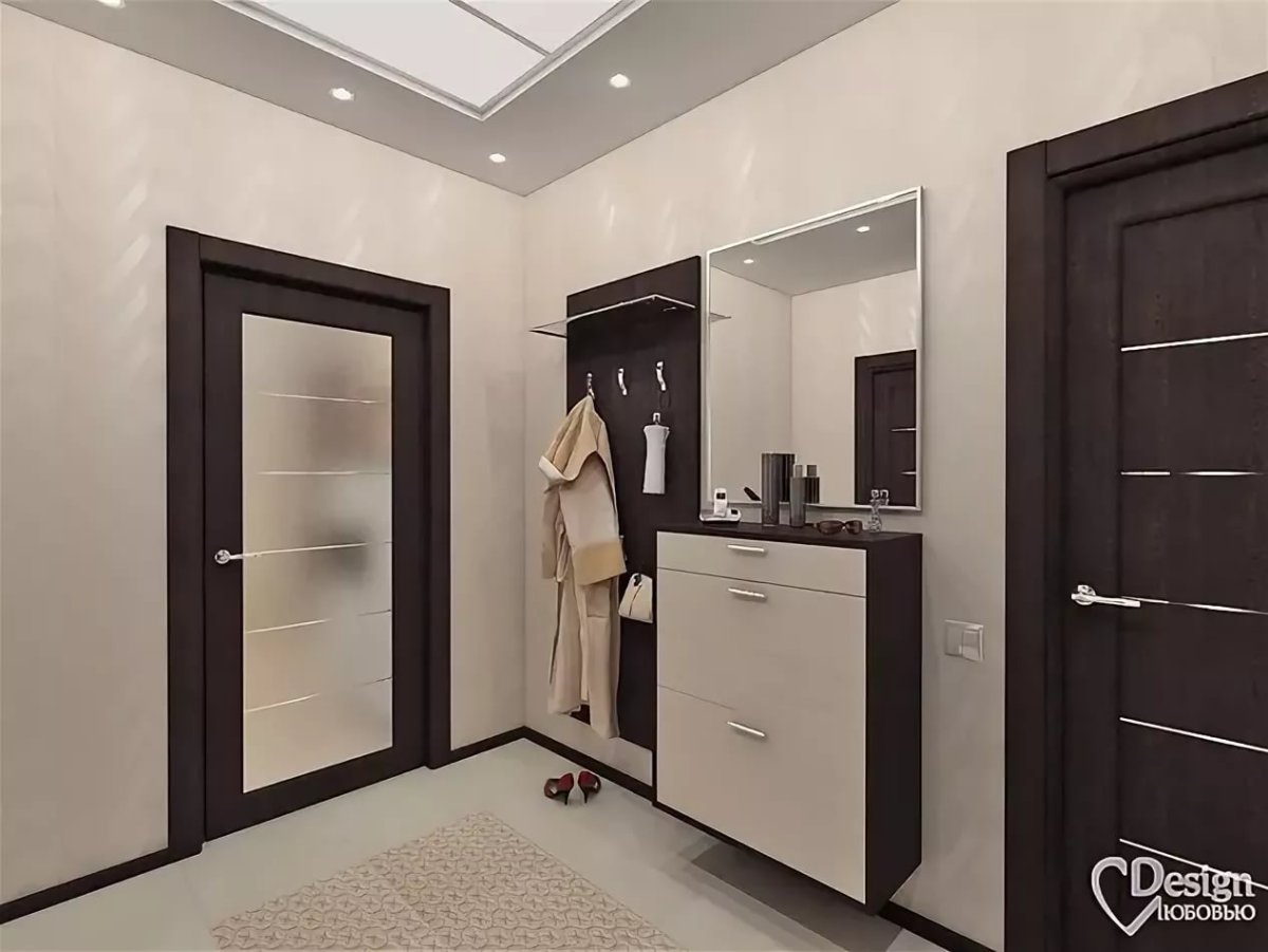Прихожая в коричнево-бежевых тонах