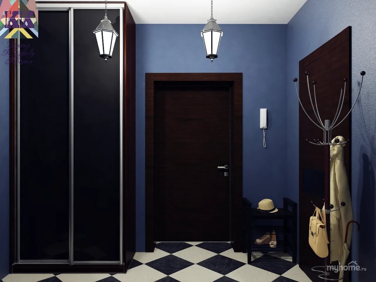 Темно синяя прихожая