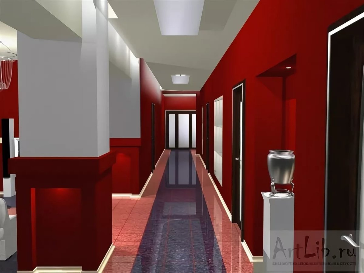 Красные стены в коридоре