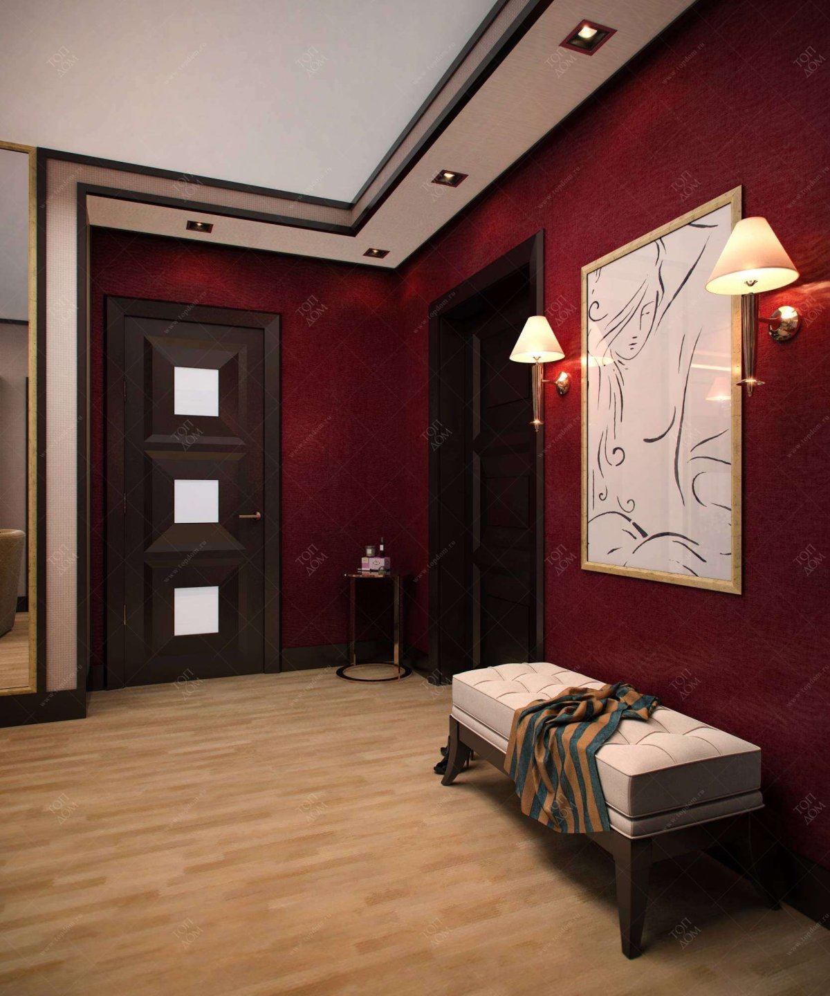 Интерьер в бордовых тонах