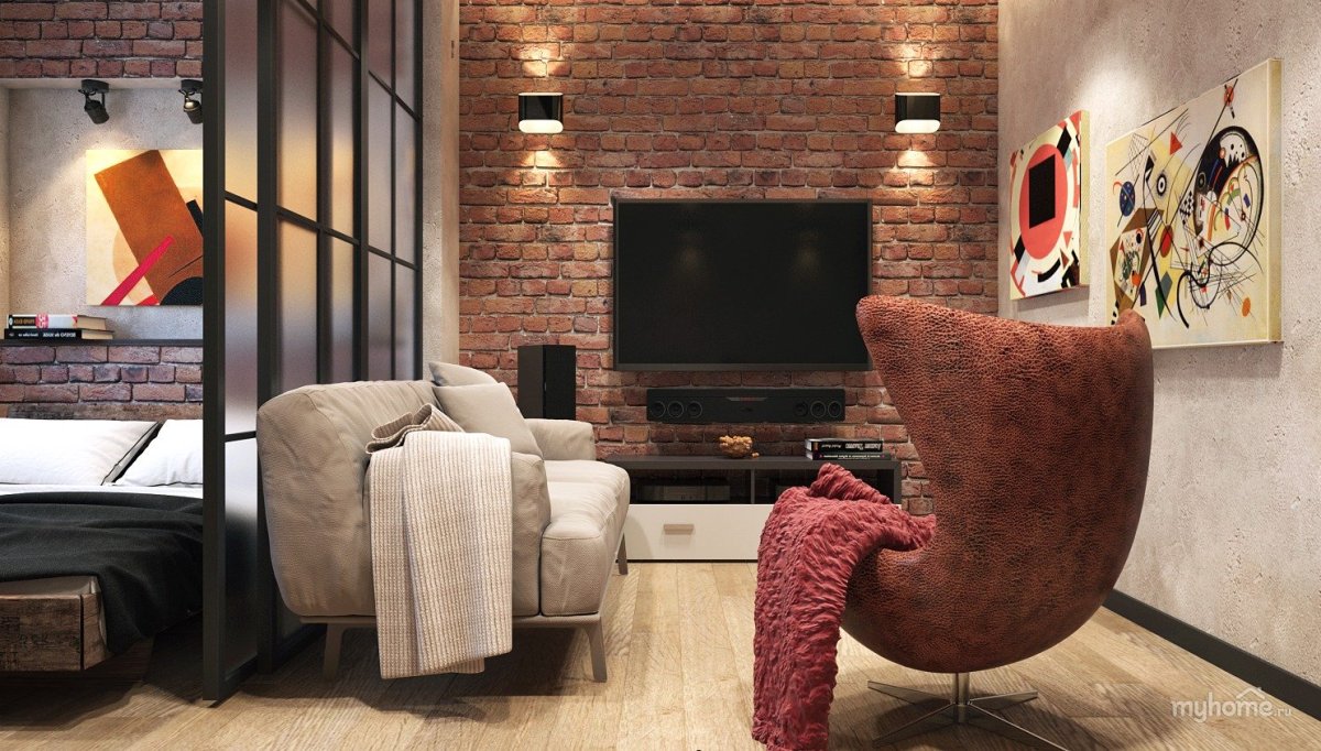 Лофт в двухкомнатной квартире