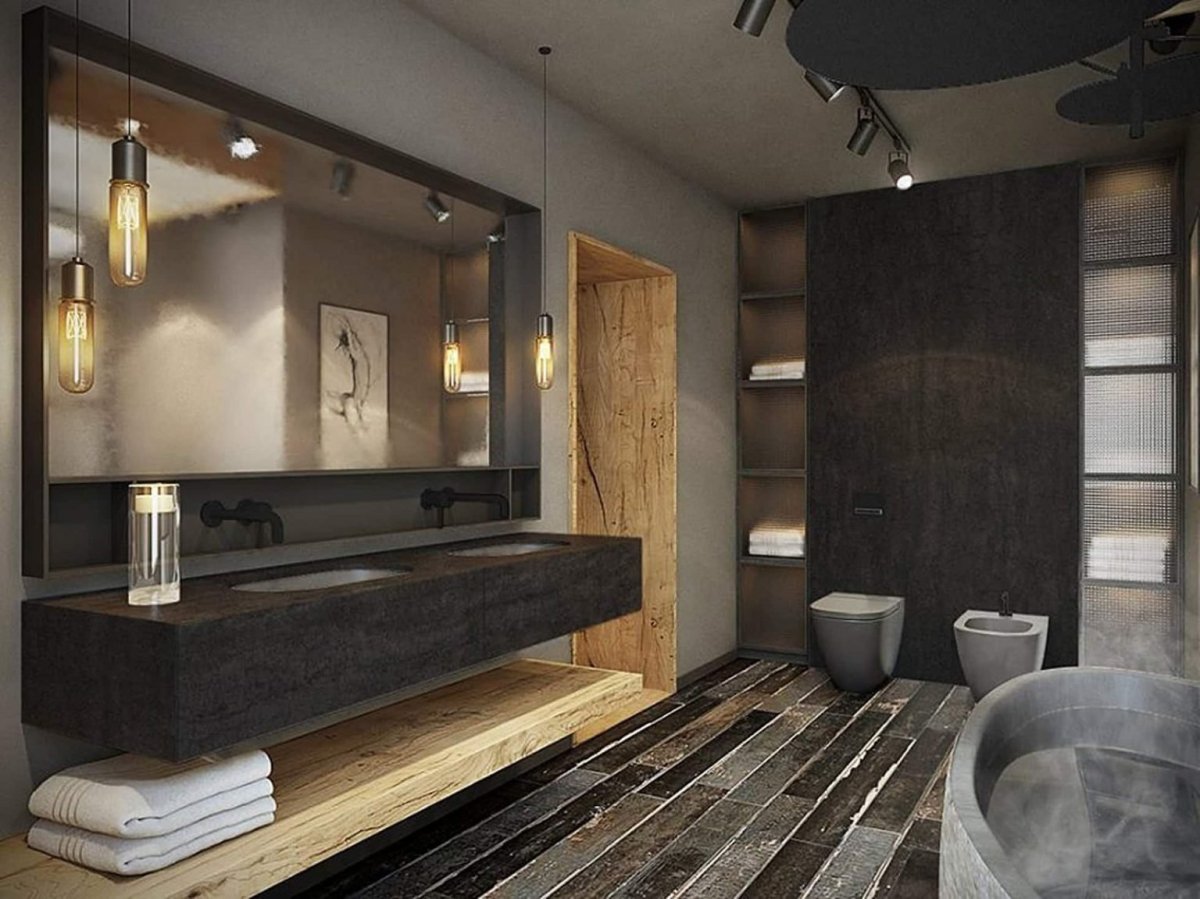 Большая ванная комната в стиле лофт