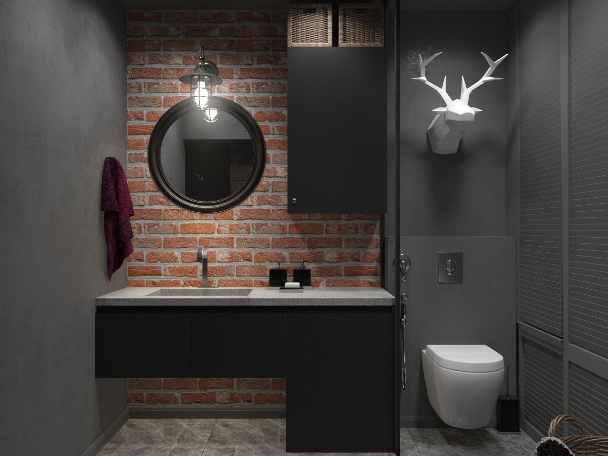 Туалет в стиле лофт