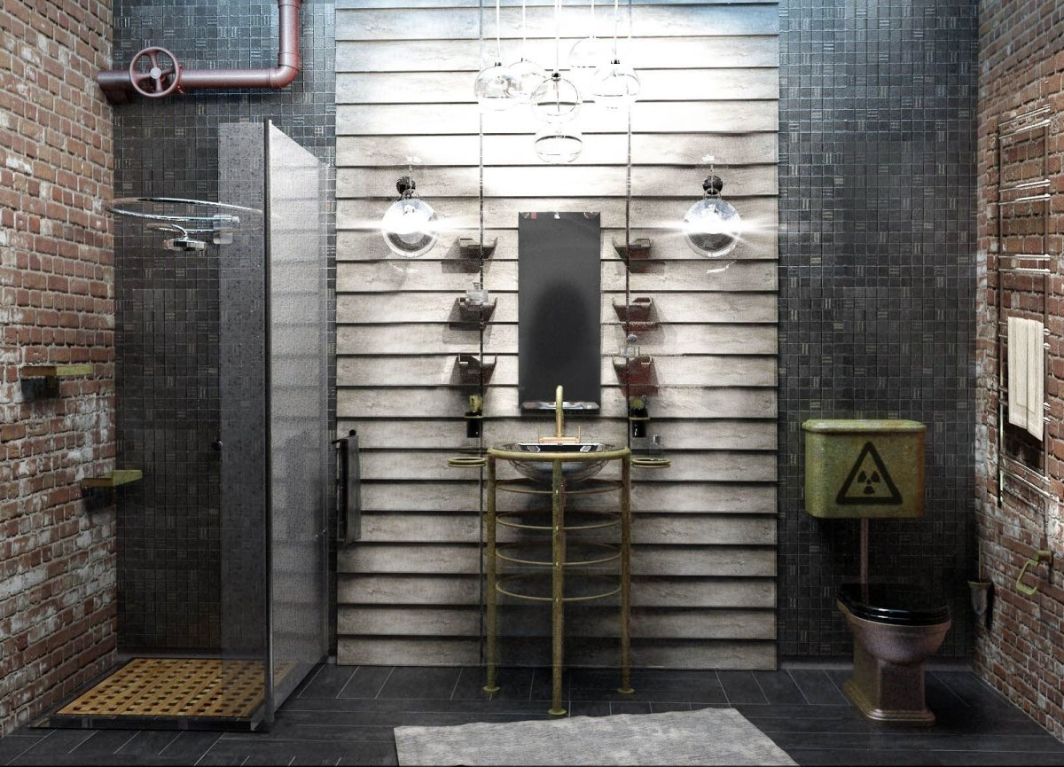 Общественный туалет в стиле лофт