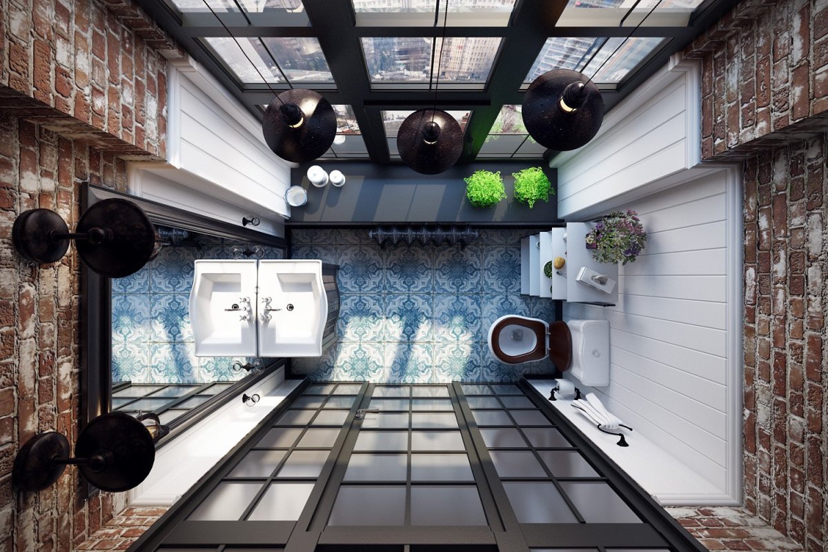 Туалет в стиле лофт