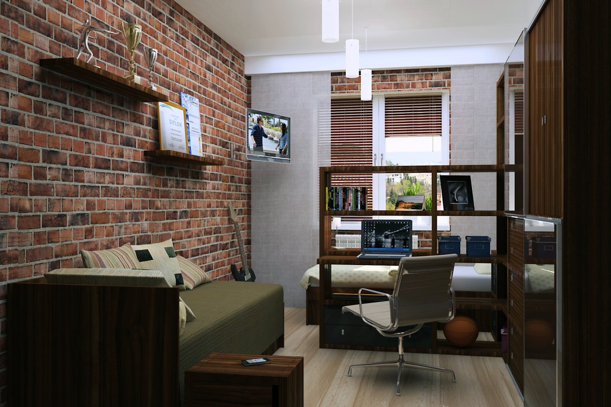 Компьютерная комната в стиле лофт