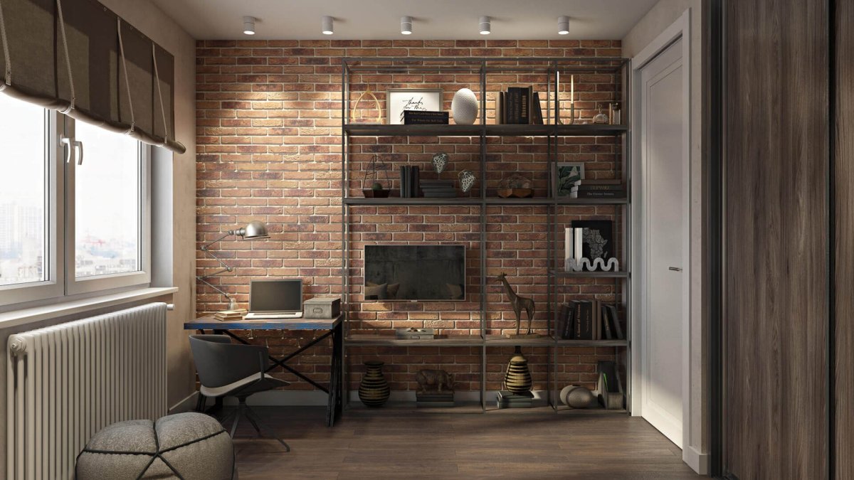 Рабочий кабинет в стиле лофт