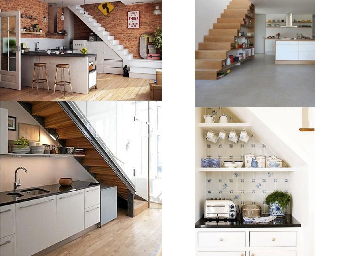 Кухонный гарнитур с лестницей