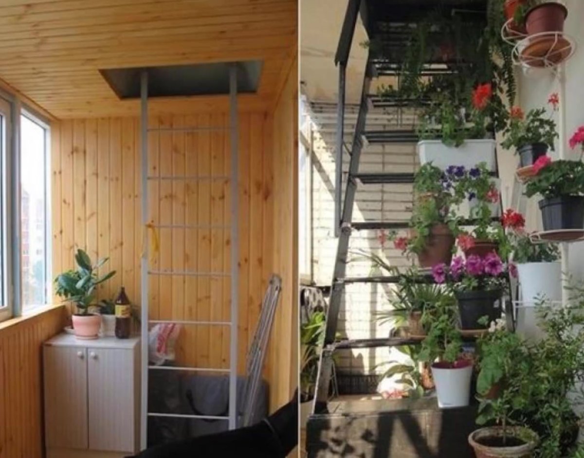 Пожарная лестница на лоджии