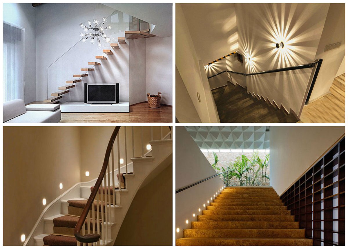 Освещение лестницы в частном доме