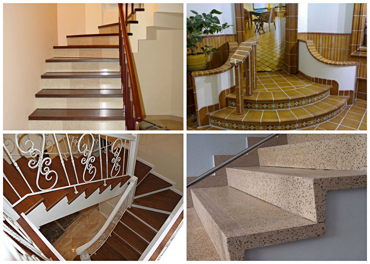 Отделка бетонной лестницы плиткой в частном доме