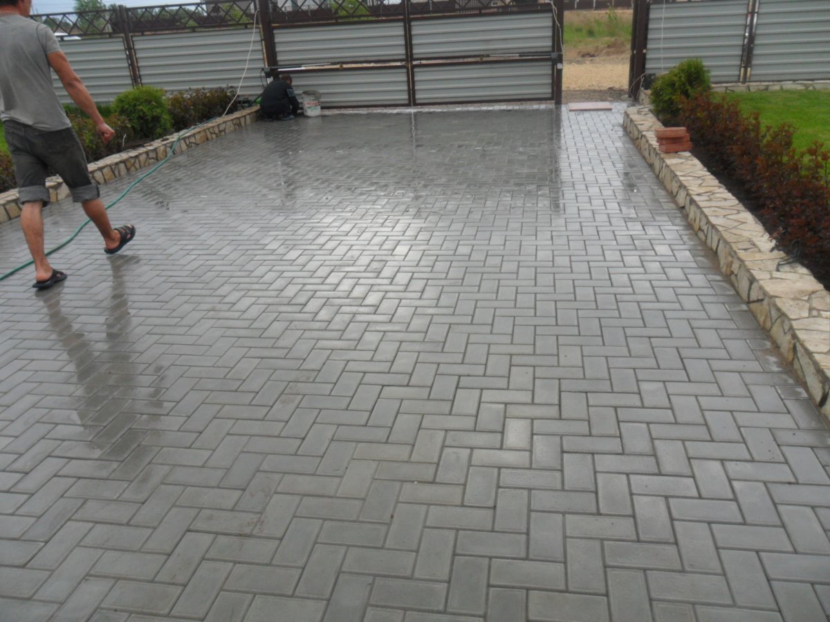 Раскладка тротуарной плитки под стоянку