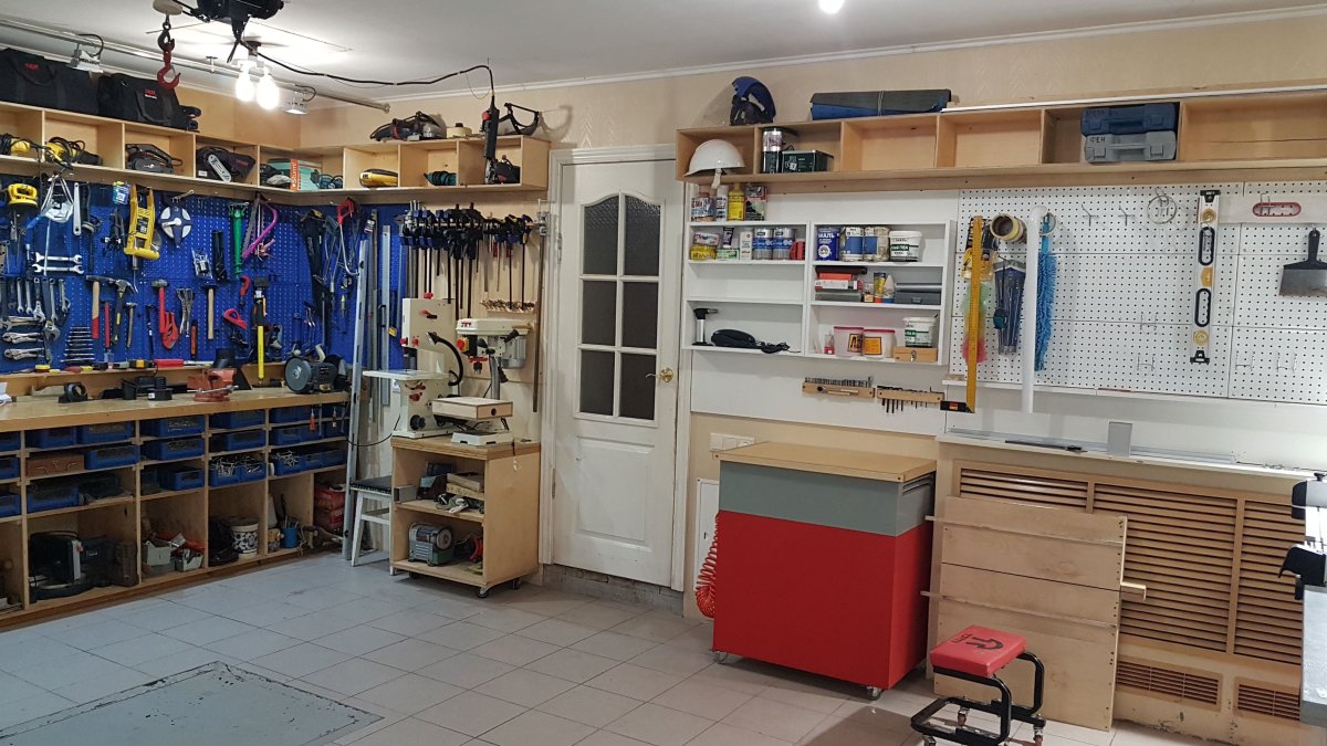 Шкафы в домашней мастерской обустройство