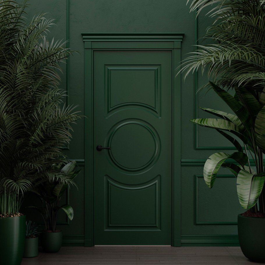 Зеленые двери в интерьере