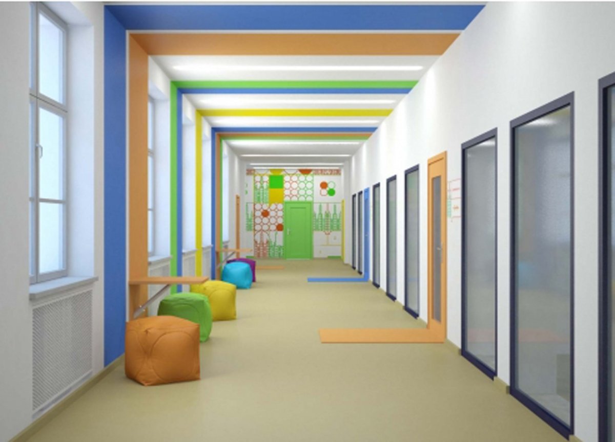 Интерьер коридора в школе