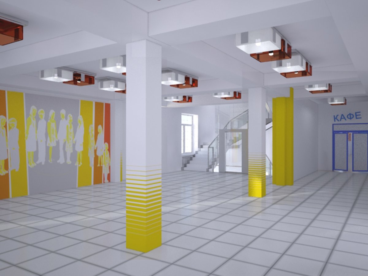 Интерьер вестибюля школы
