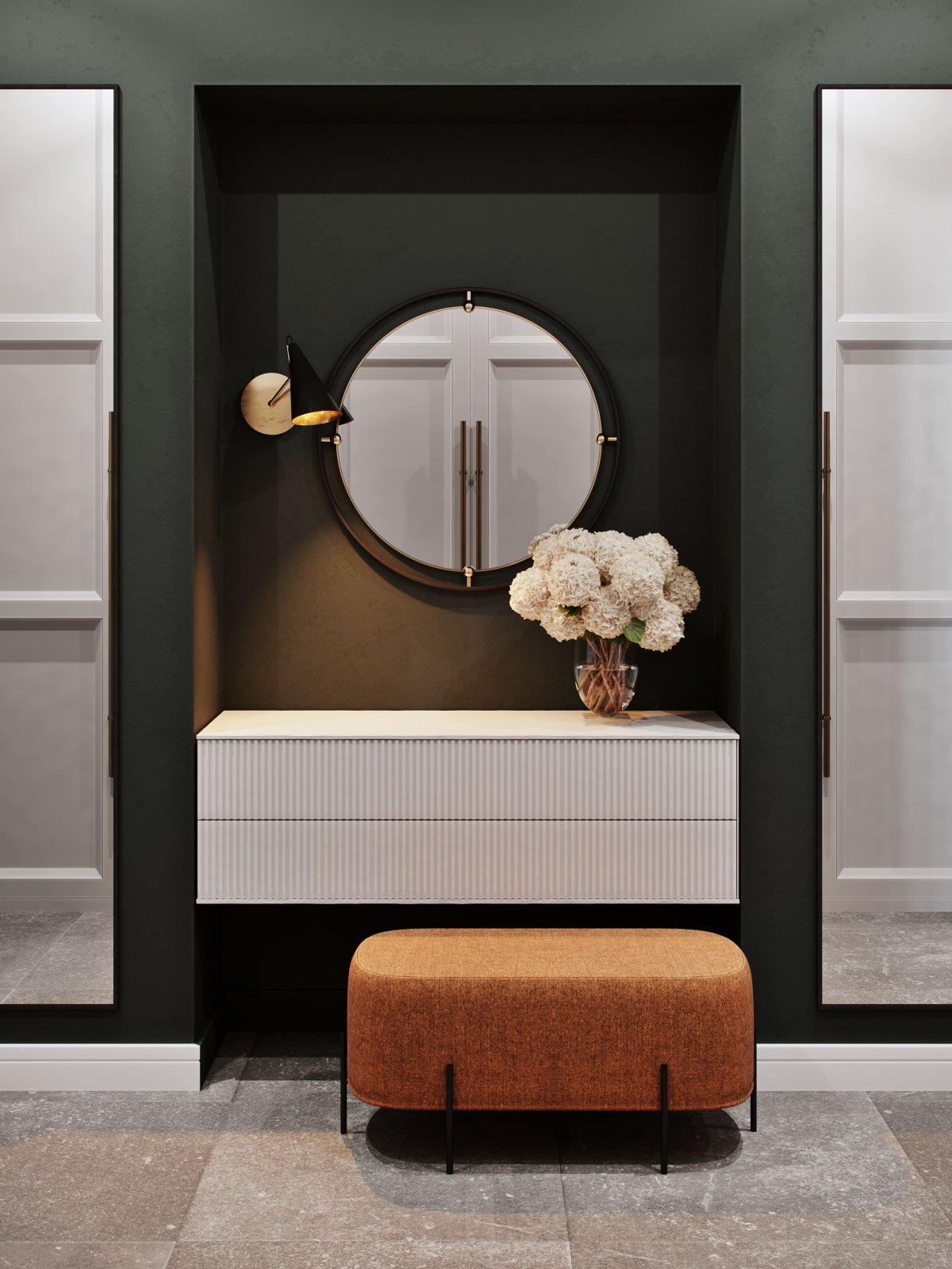 Прихожая с зеркалом в современном стиле