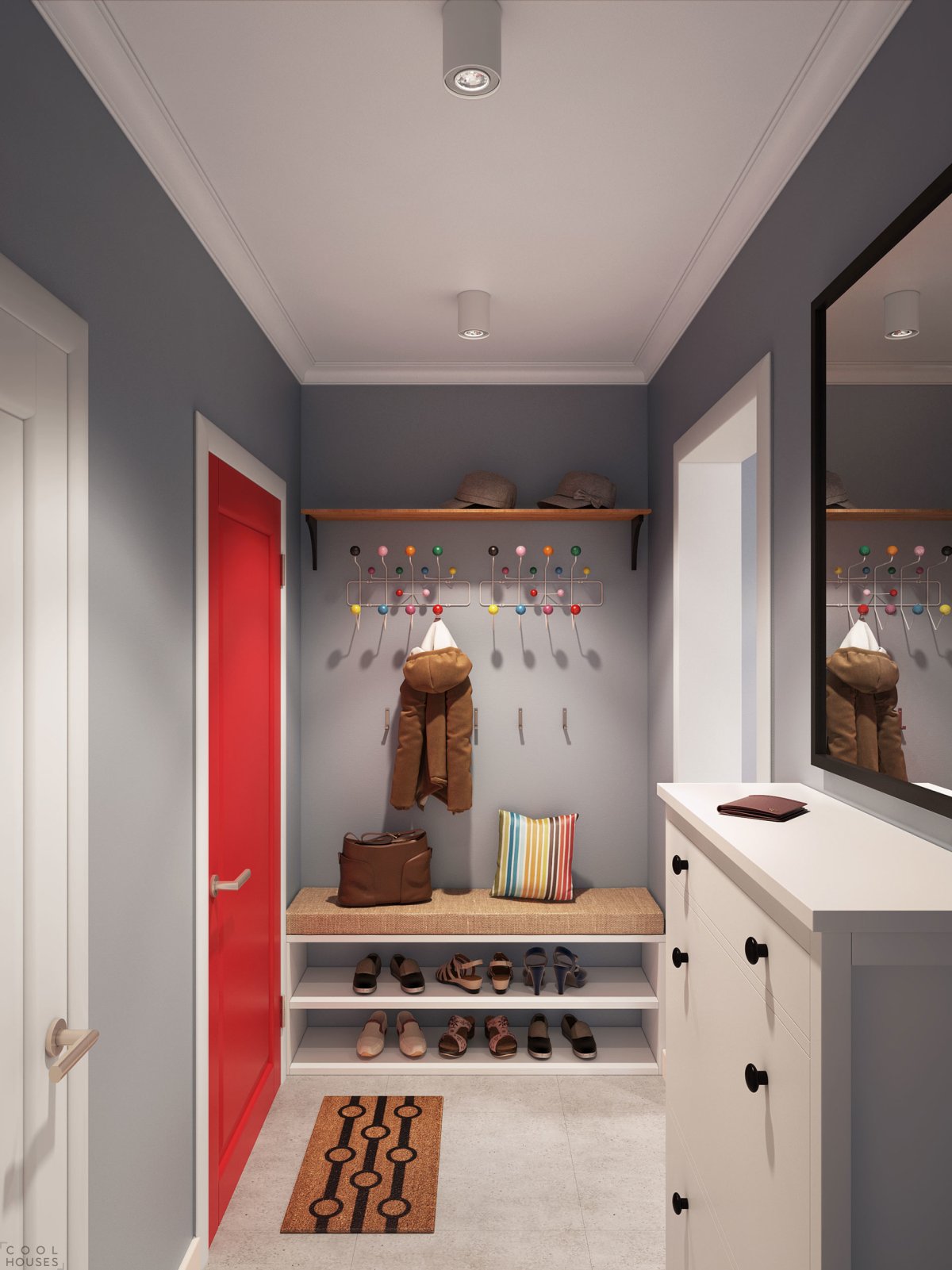 Стильная узкая прихожая