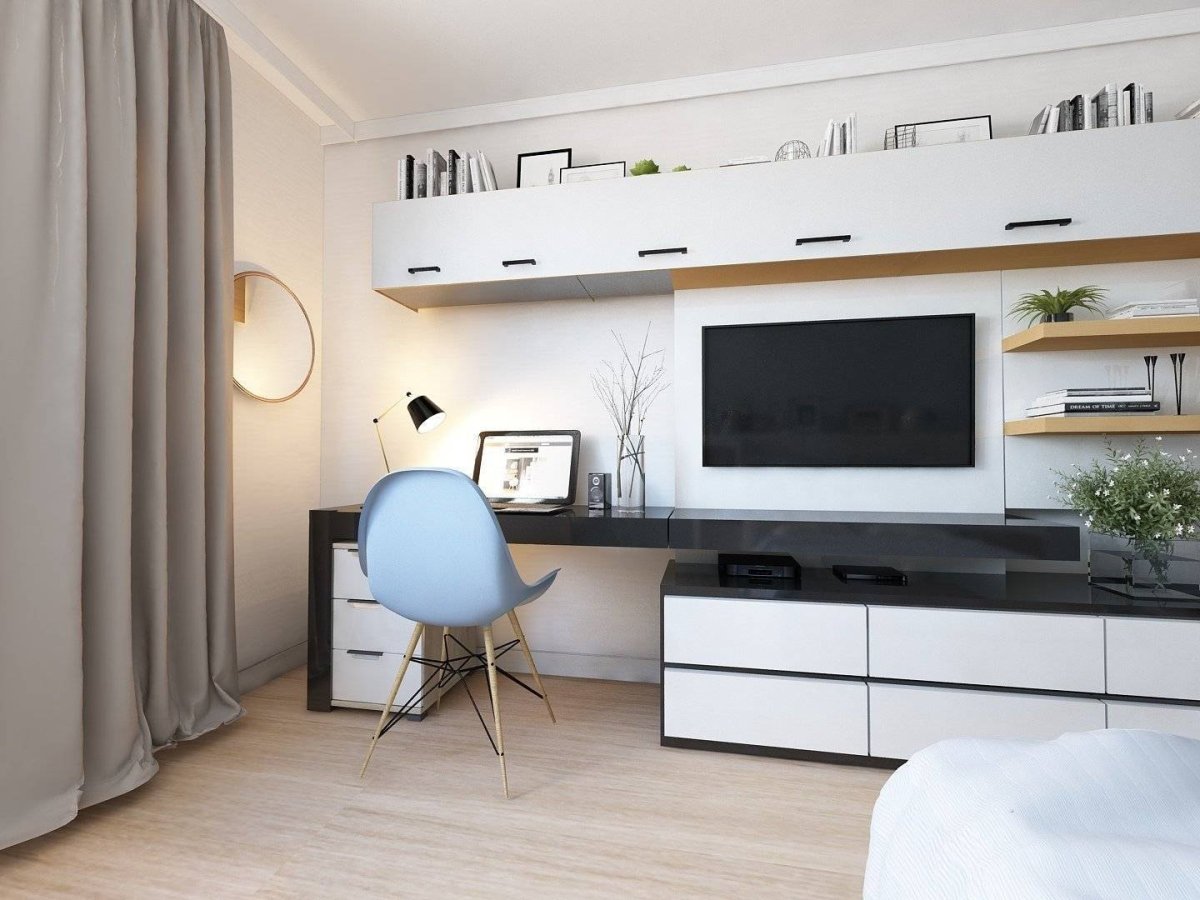 Стенка в гостиную с рабочим местом