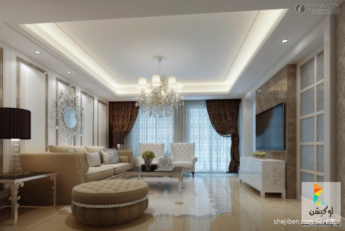 Двухуровневый потолок в классическом стиле