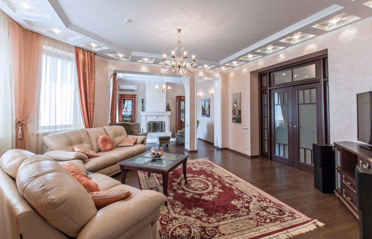 Потолки из гипсокартона для гостиной в частном доме