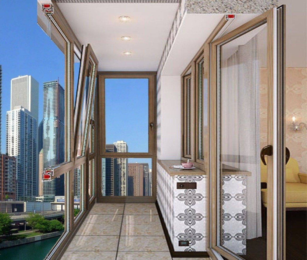 Французское панорамное остекление балкона п44