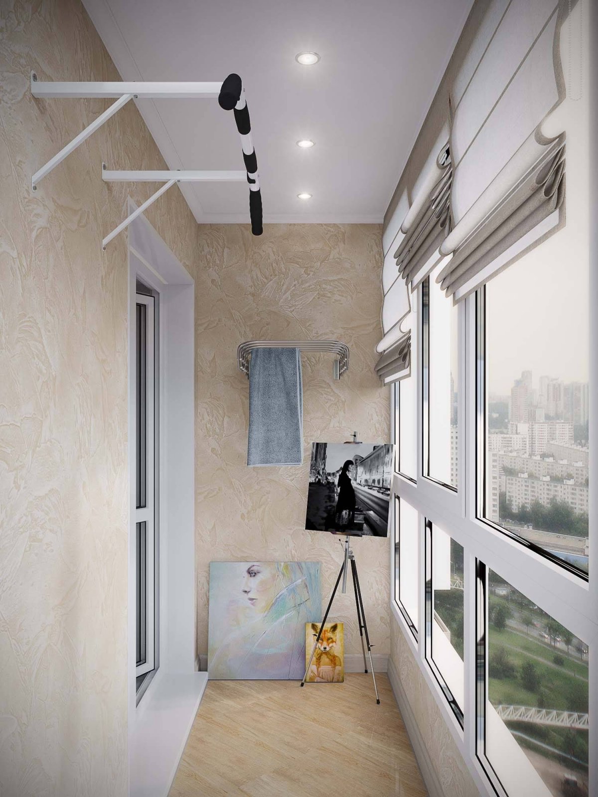 Дизайнерская отделка балкона с пожарной лестницей