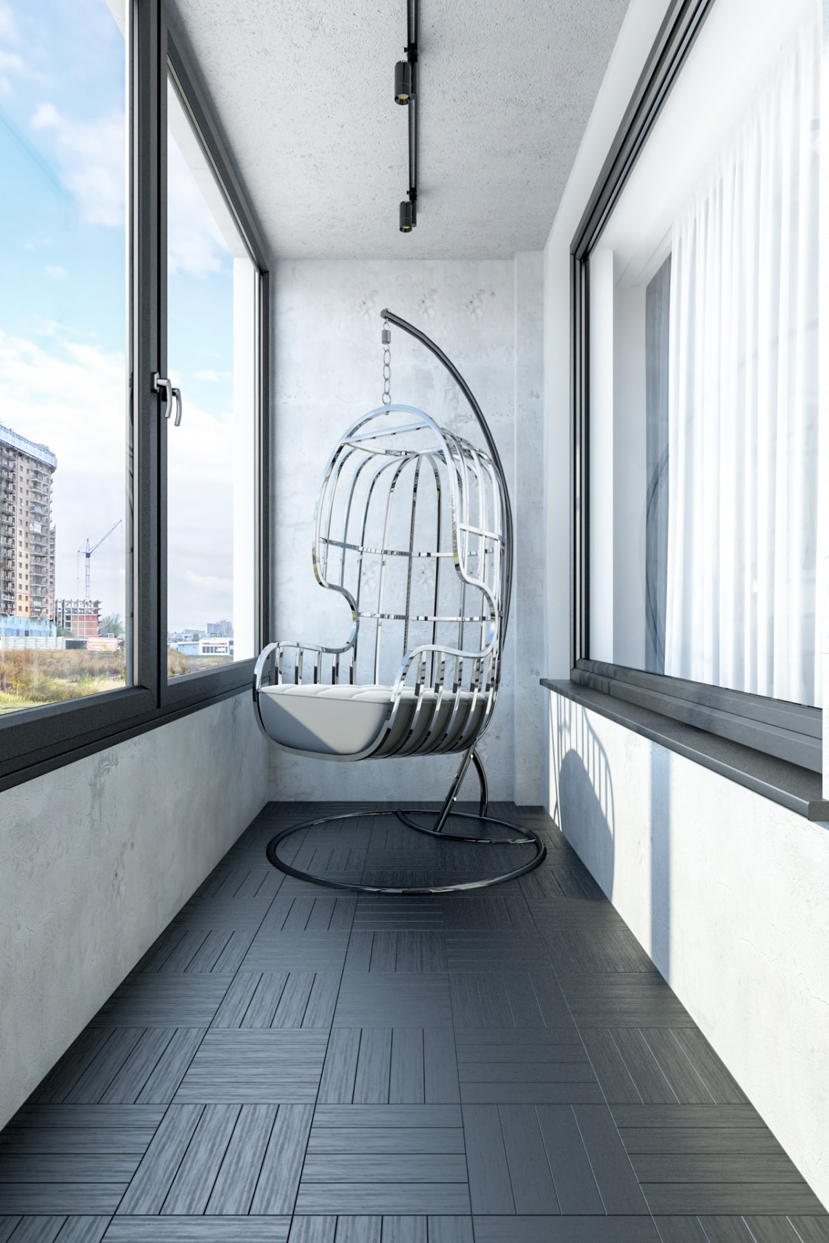 Балкон в стиле лофт белый