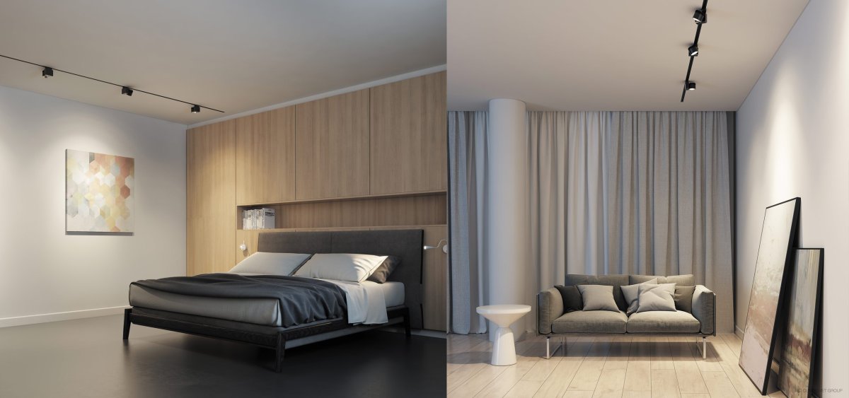 Дизайн спальни трековые светильники ЦЕНТРСВЕТ