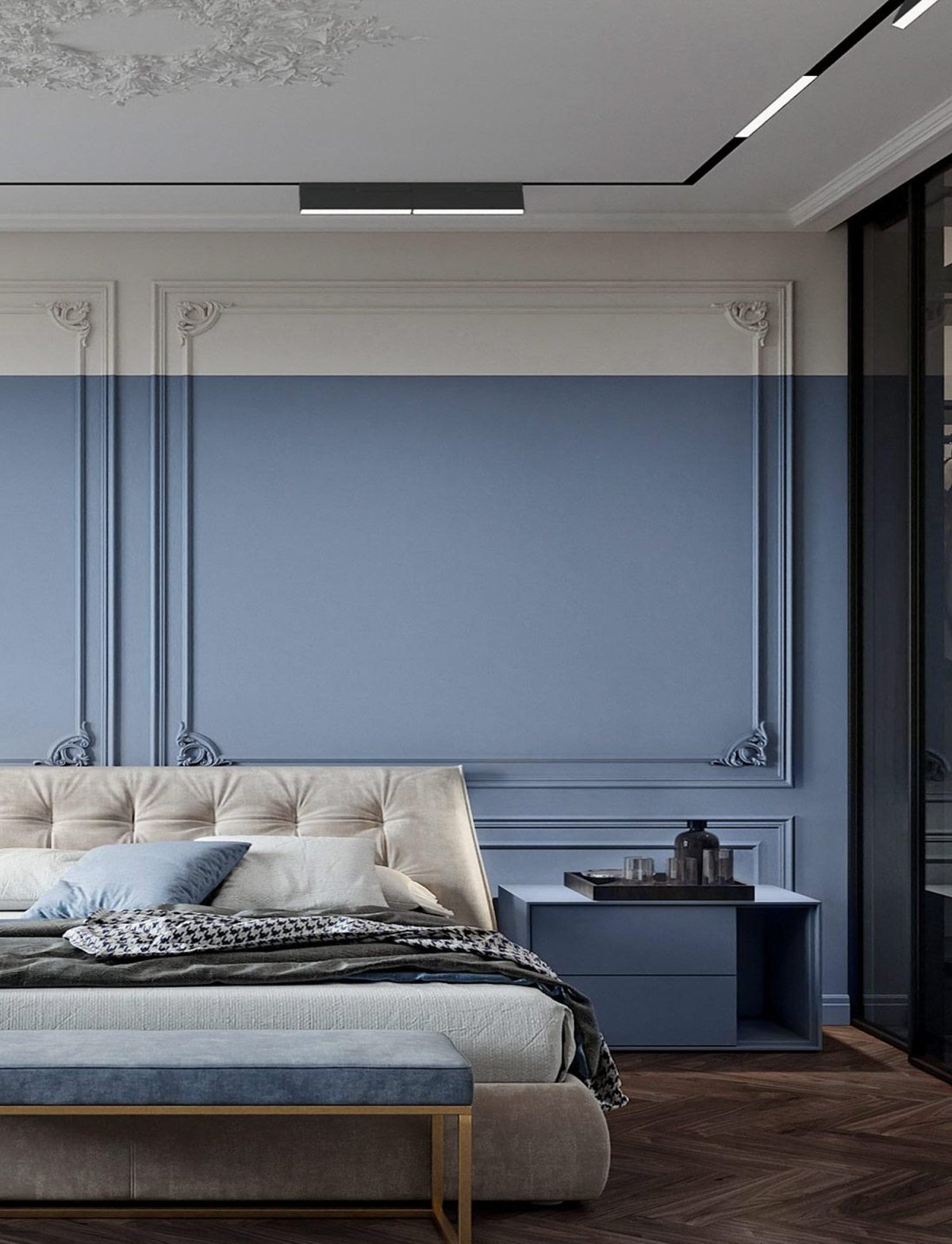 Трековые светильники в спальне