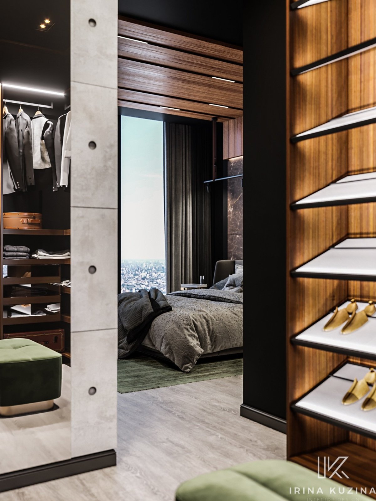 Спальня с ванной комнатой и гардеробной