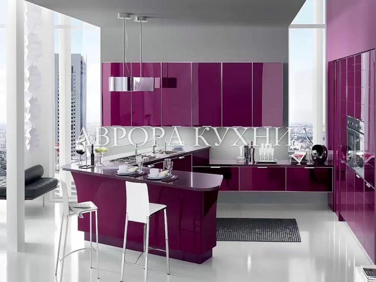 Фиолетовый цвет в интерьере кухни
