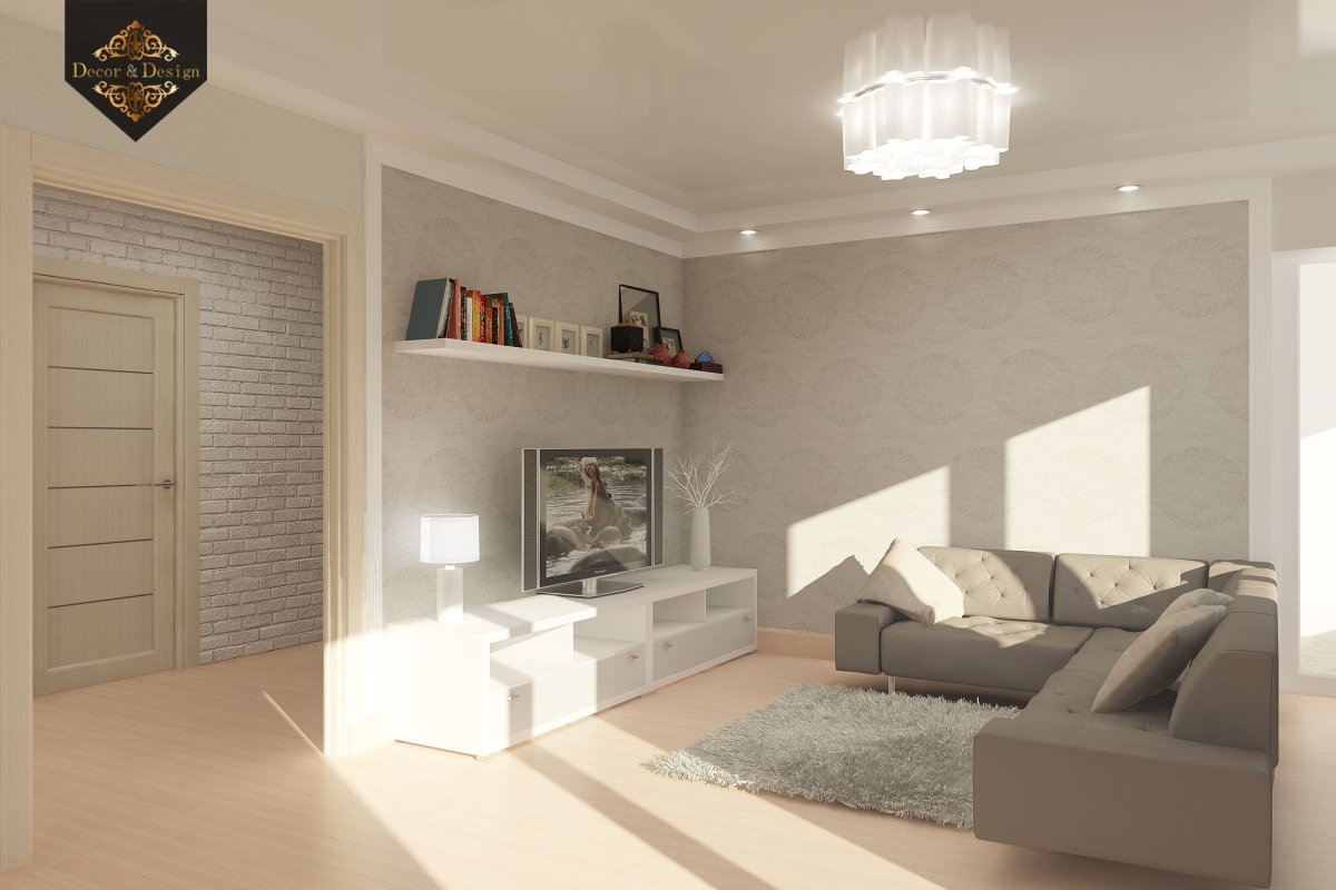 Зал в молочных тонах