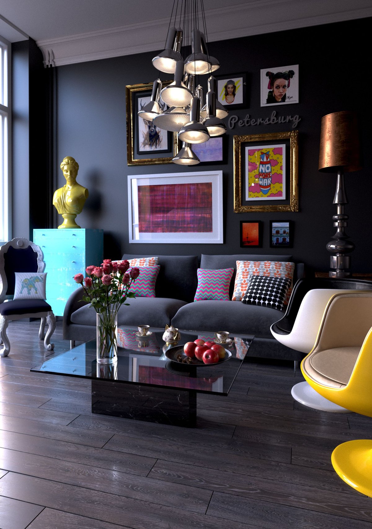 Темные интерьеры в стиле Фьюжн