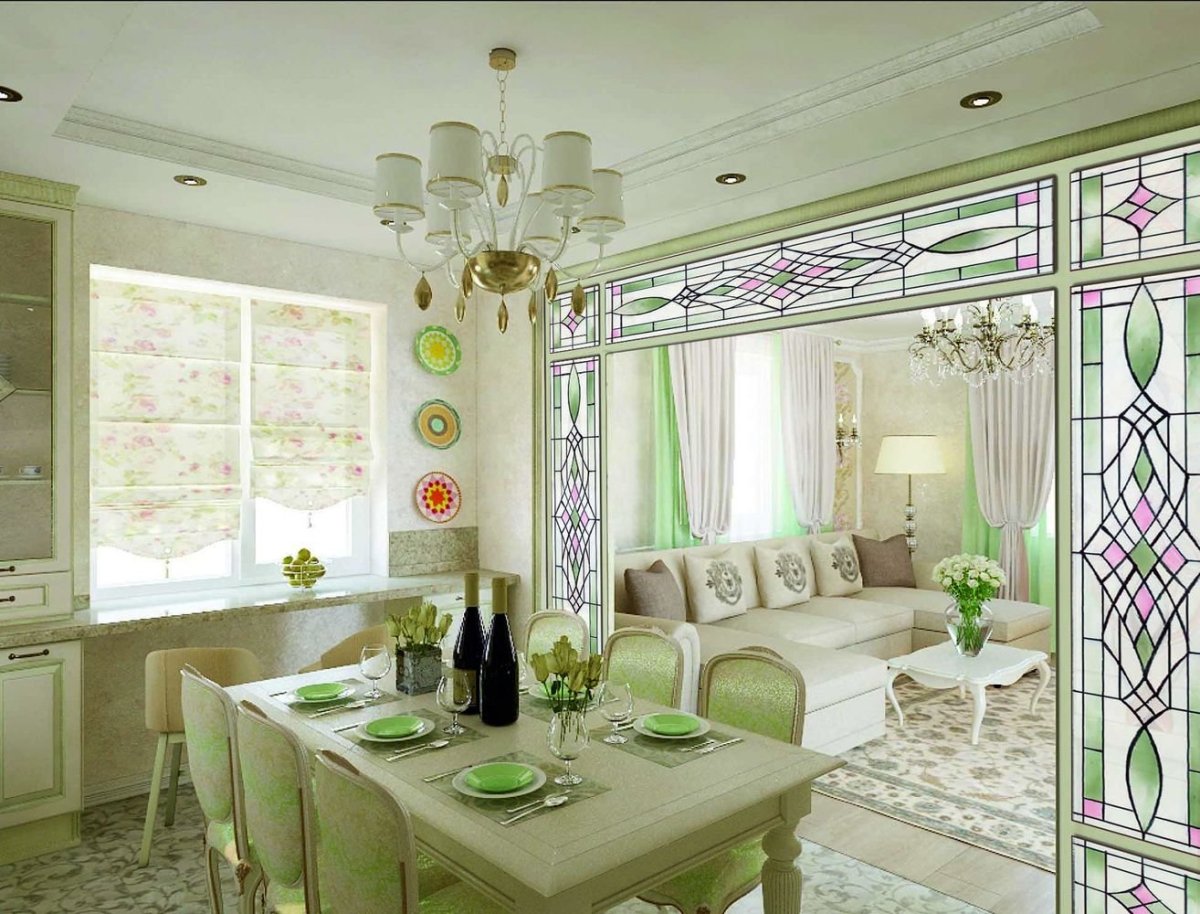 Витражи в интерьере кухни