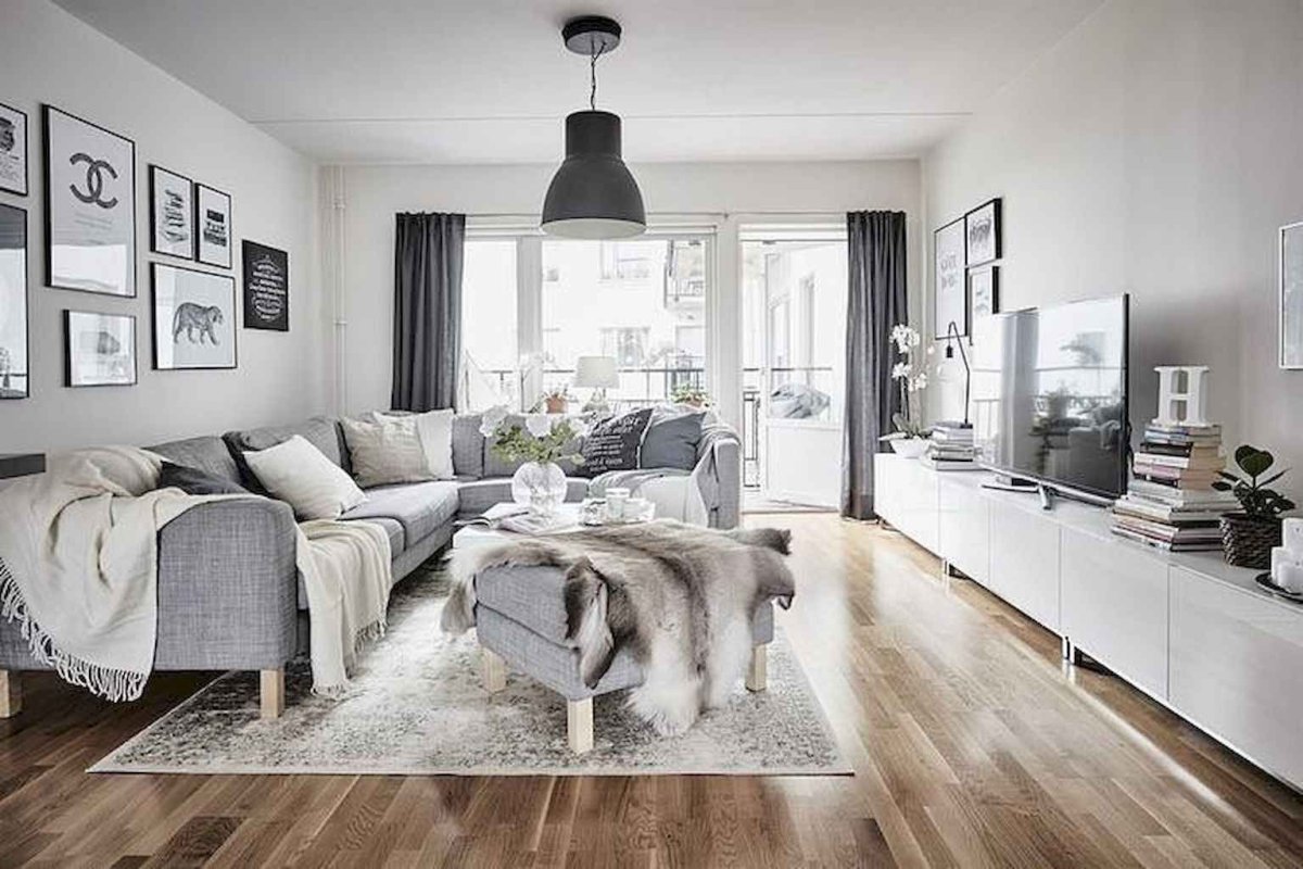 Гостиная икеа в серых тонах