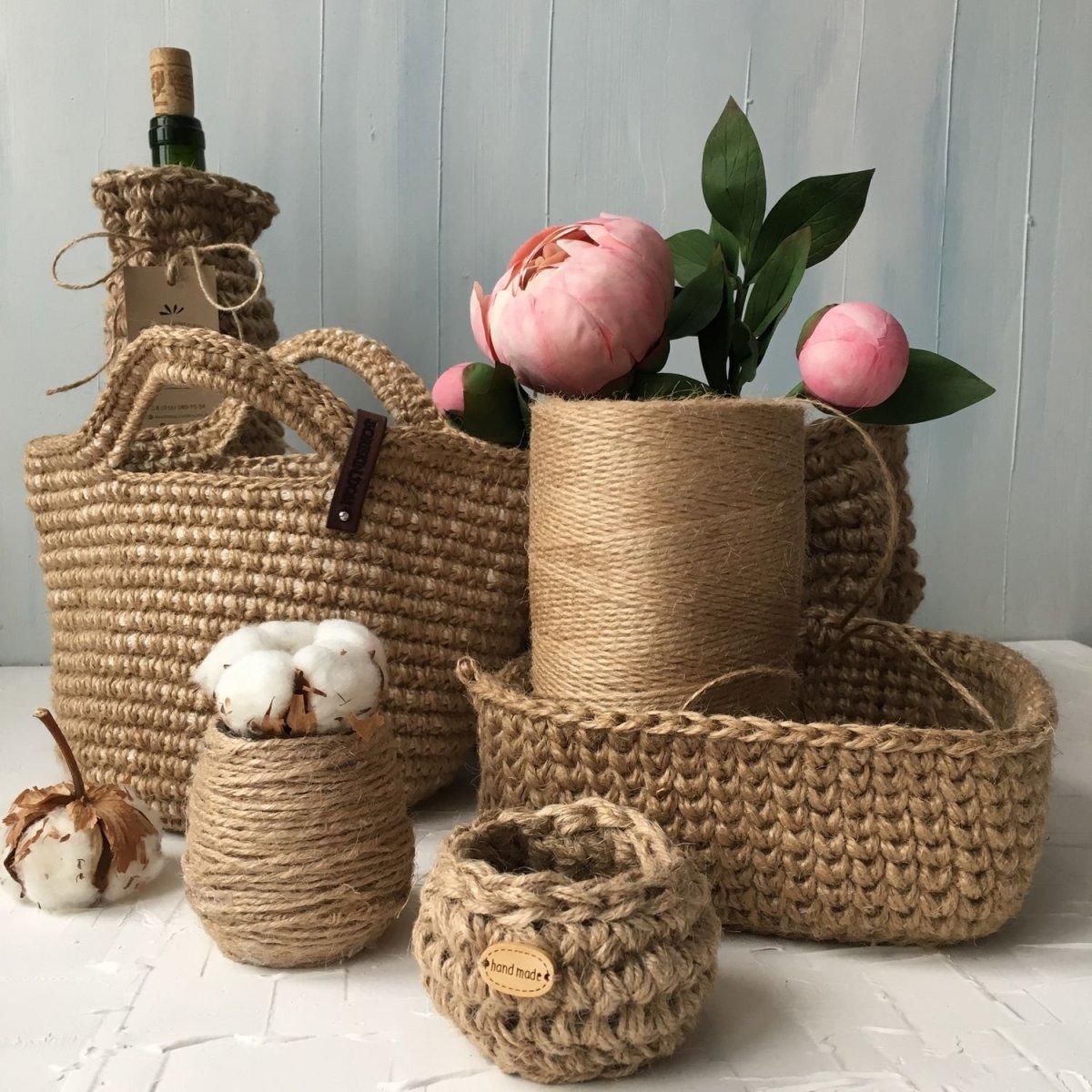 Корзина из джутового шпагата