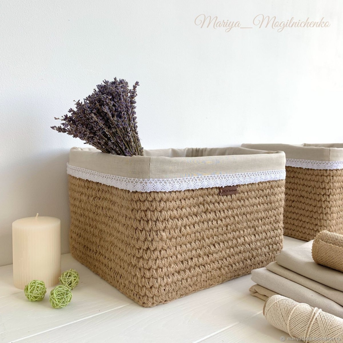 Плетеные корзины из джута