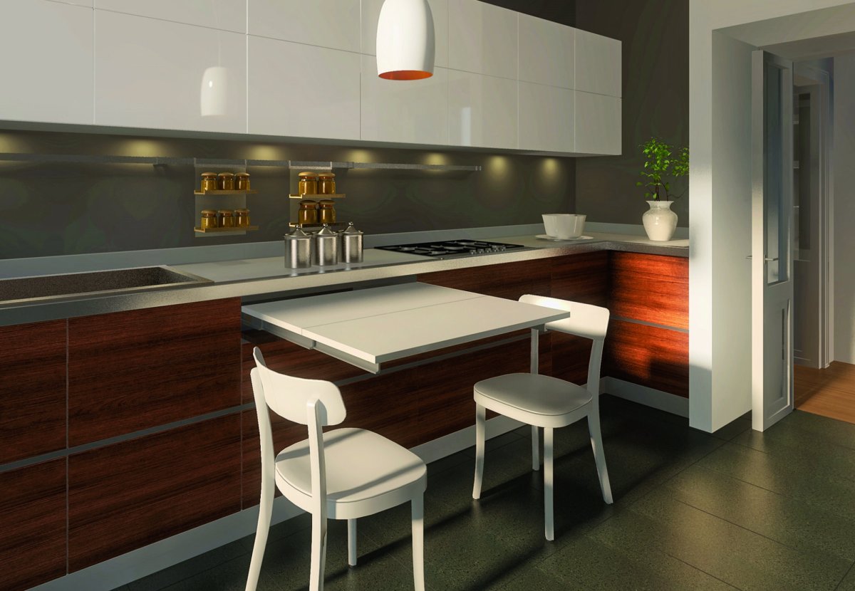 Выдвижной стол на кухне