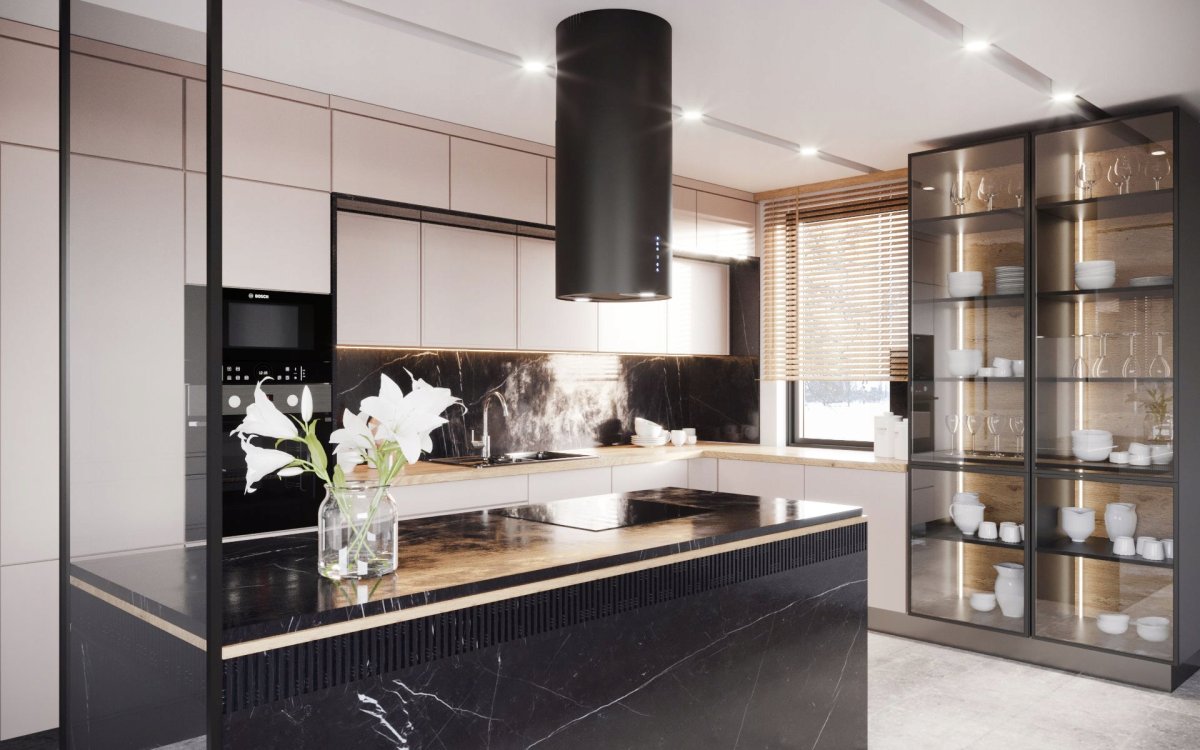 Вытяжка островной черный мат туба Nortberg Cylindro 40