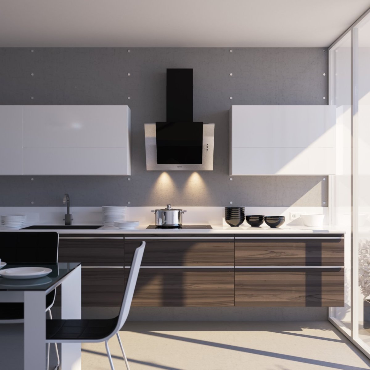 Черная вытяжка в интерьере